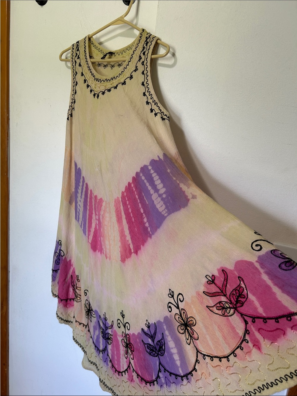 Boho Tie-Dye High-Low Sundress in Pink & Purple